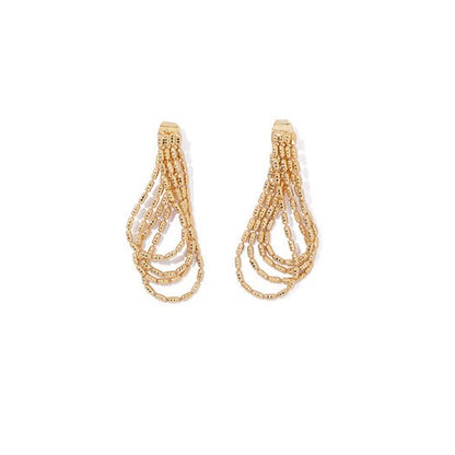 18k gold plated brass tassel earrings with intricate design