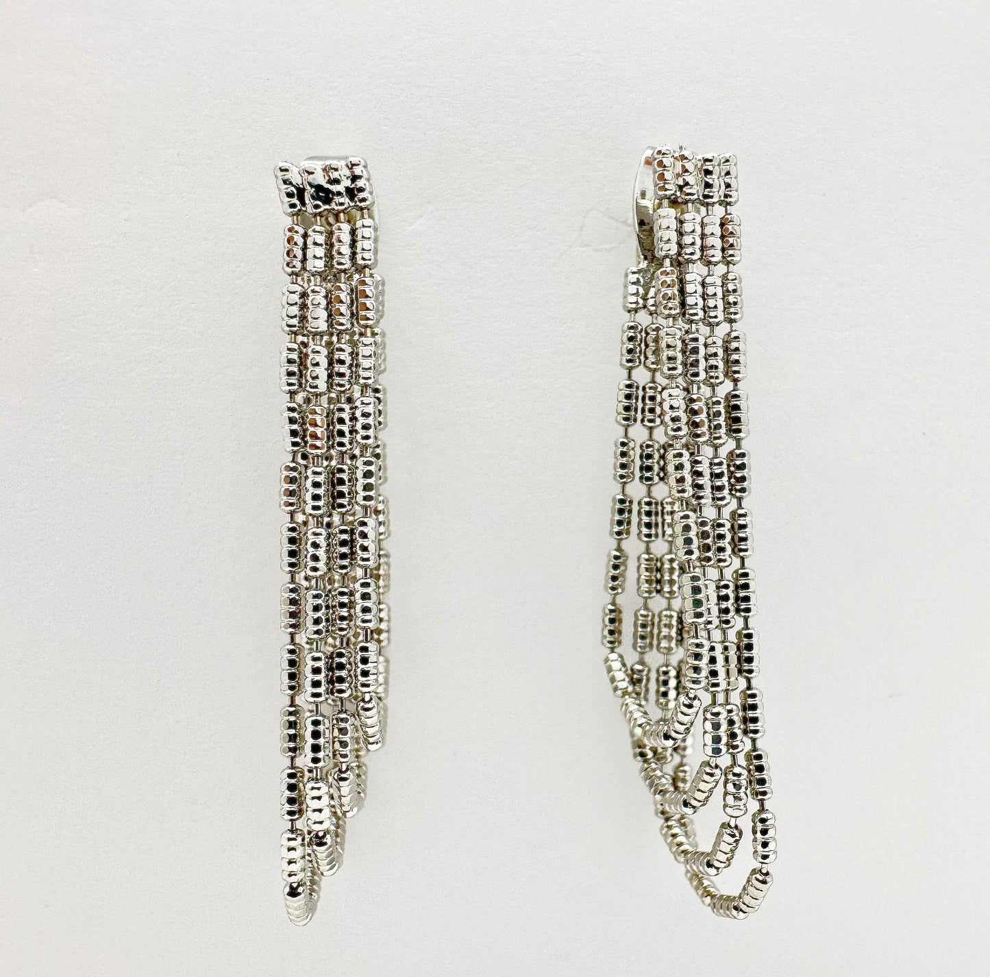 925 sterling silver tassel earrings with a shimmering finish