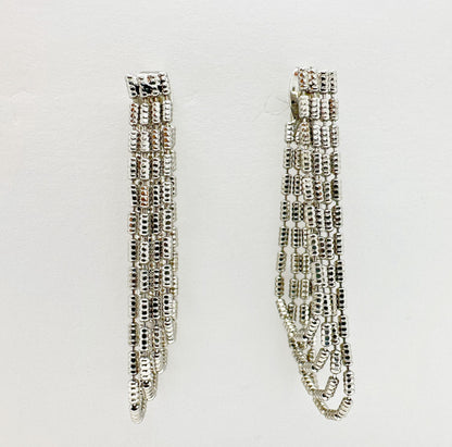 925 sterling silver tassel earrings with a shimmering finish