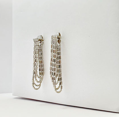 925 sterling silver tassel earrings with a shimmering finish