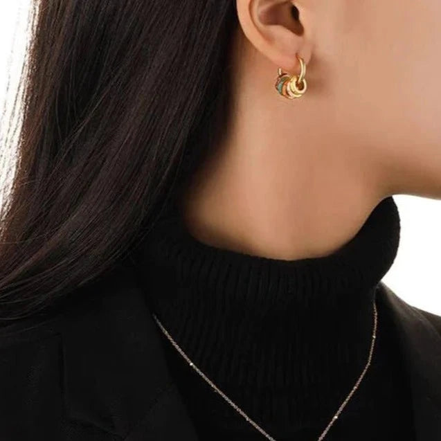 Versatile Beloved Donuts Earrings, 14K gold-plated over brass, can be styled in multiple ways