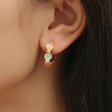 Flora Earrings with luminescent resin gemstones on 18k gold-plated brass, combining modern chic with timeless elegance