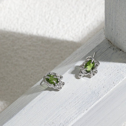 Magic Mind Earrings S925 sterling silver with vibrant peridot Cubic Zirconia in elegant design