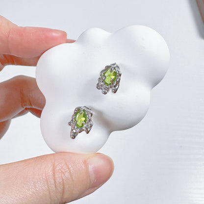 Magic Mind Earrings S925 sterling silver with vibrant peridot Cubic Zirconia in elegant design