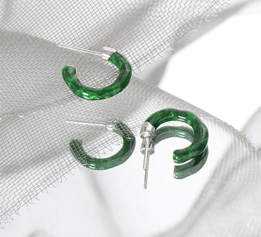 Pure Green Hoop Earrings